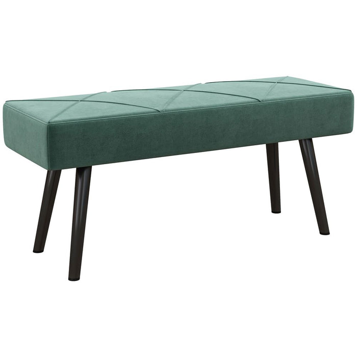 HOMCOM End of Bed Bench, Upholstered Hallway Bedroom, Steel Legs, Green