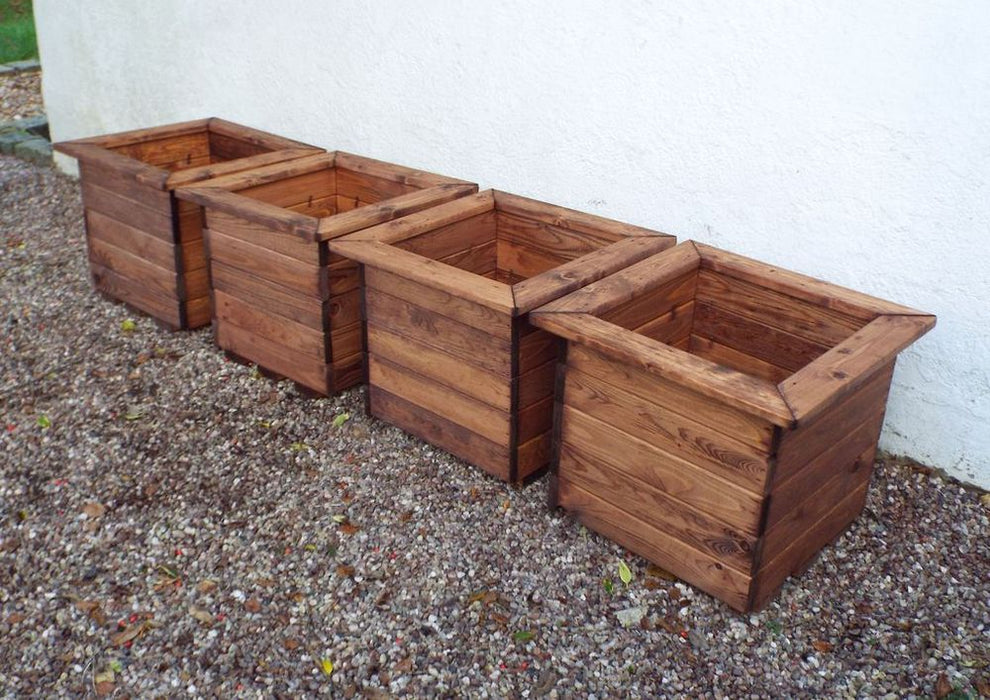 Large Square Planter - Premium Wood Construction | Drainage | Hand-Finished | 46L Volume | Made in Britain | Rustproof Bolting