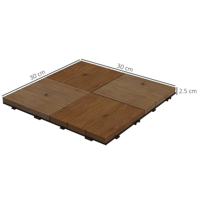 Premium Brown Patio Flooring Tiles - Set of 9 - Interlocking Design - High-Quality & Durable