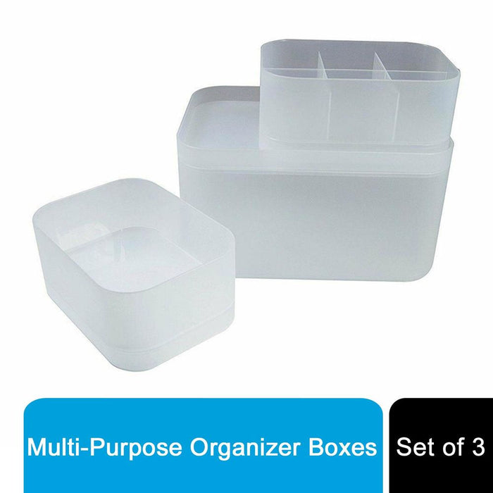 JOCCA Organizer Boxes - Transparent, Compact & Multi-purpose Storage - Set of 3