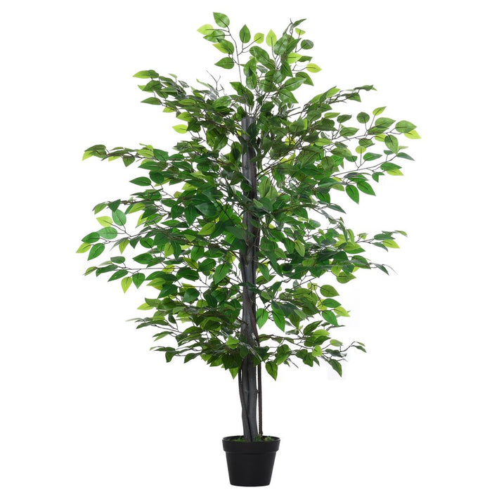 145cm Artificial Banyan Plant Faux Decorative Tree Cement Pot Outsunny