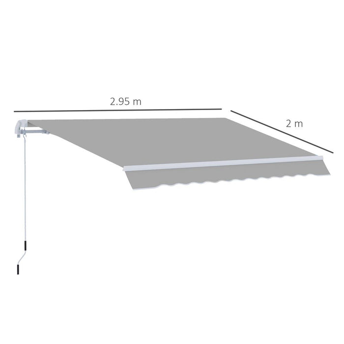 Premium UV-Block Awning Canopy: 3x2m Outdoor Shelter, Crank Handle, Aluminium Frame