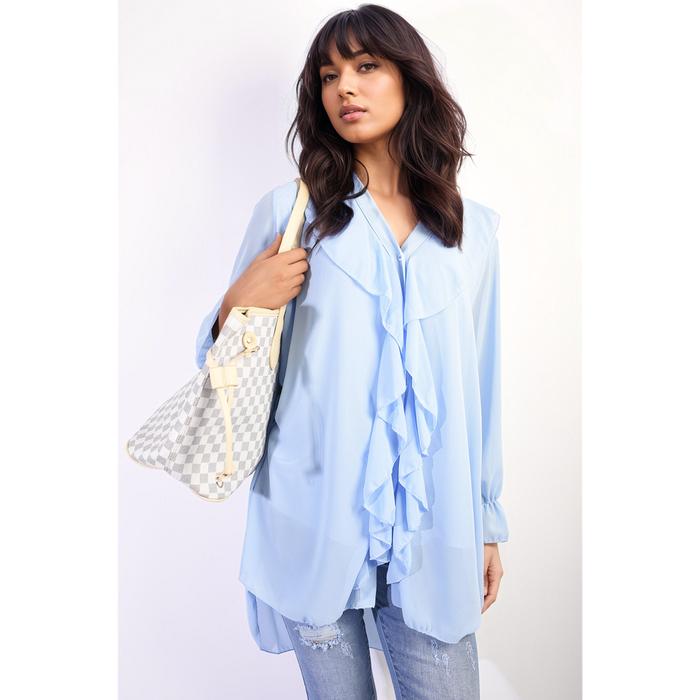 High-Quality Oversized Ruffle Long Sleeve Tops