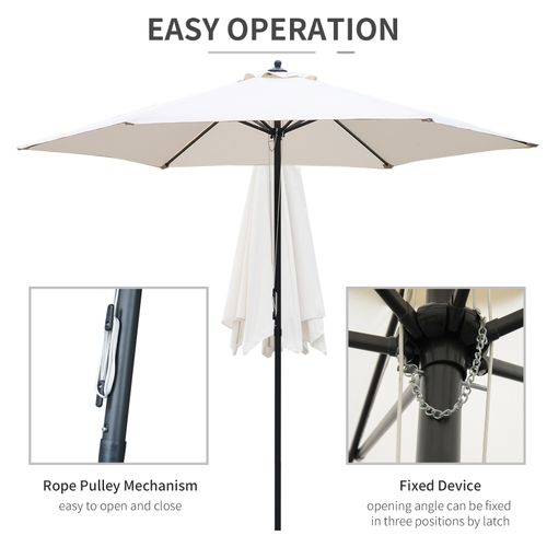 ?2.8m Patio Umbrella Parasol Outdoor Table Umbrella 6 Ribs Manual Push