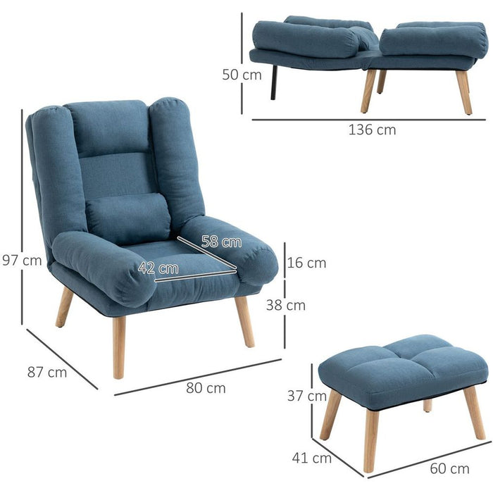 Compact Recliner Chair & Ottoman Set - 3-Position Adjustable Lounge Sofa for Home & Office - Comfortable & Stylish Design