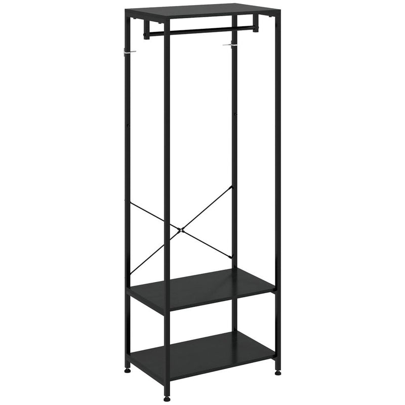 HOMCOM Coat Rack, 2-in-1 Clothes Stand with Shoe Storage for Hallway, Black