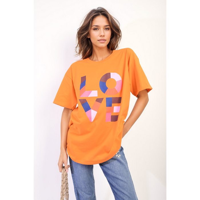 Oversized Love Slogan Print Top - Spread Love and Style!