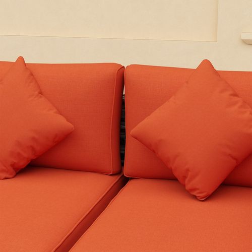 Outsunny 8 Pieces Patio Rattan Sofa Set Outdoor Garden Furniture Set Orange