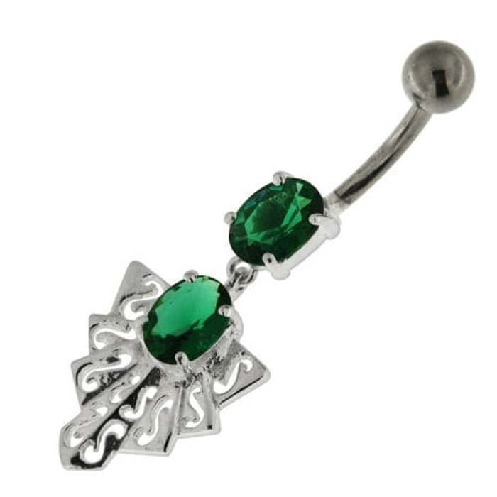 925 Sterling Silver Twin Jeweled chandelier Belly Button Ring