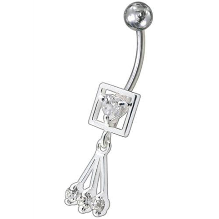 Fancy Centered In Box Jeweled Dangling Belly Ring