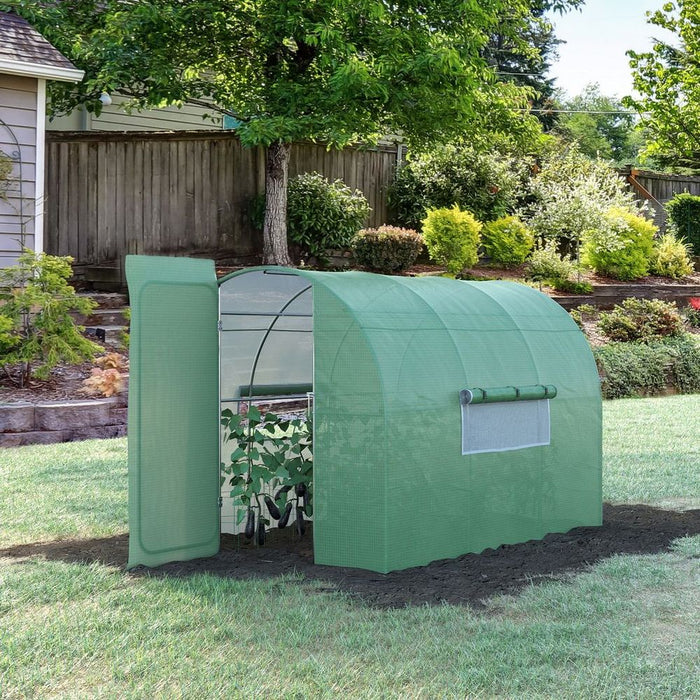 Outsunny 3x2M Walk-in Polytunnel Garden Greenhouse - High-Quality Steel Frame, Durable PE Cloth & Reinforced Design