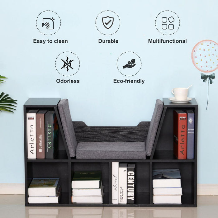 Versatile Sideboard Bookcase Storage Reading Seat for Kids - Black