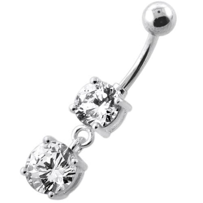 Round Jeweled Hanging Navel Belly Bar