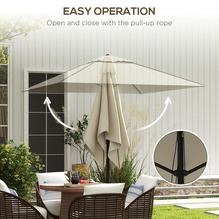 Outsunny Sun Parasol: Table Umbrella for Patio, Garden, Pool | Beige Polyester, Vent, Steel Frame