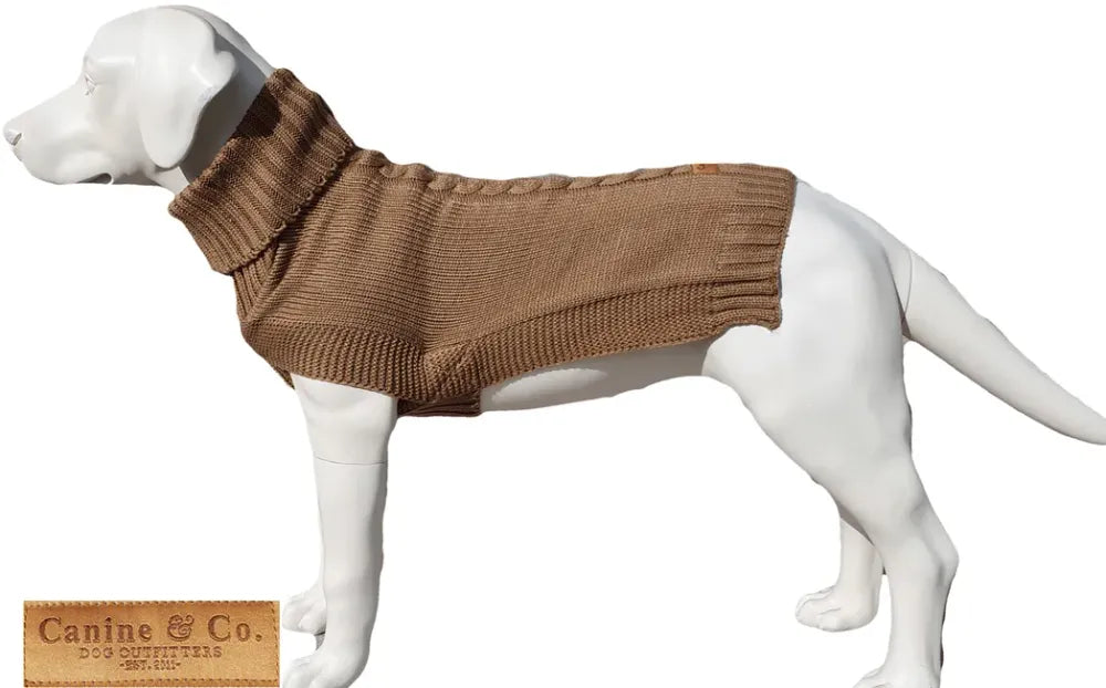 Contemporary Cableknit Jazz Dog Jumper in Camel