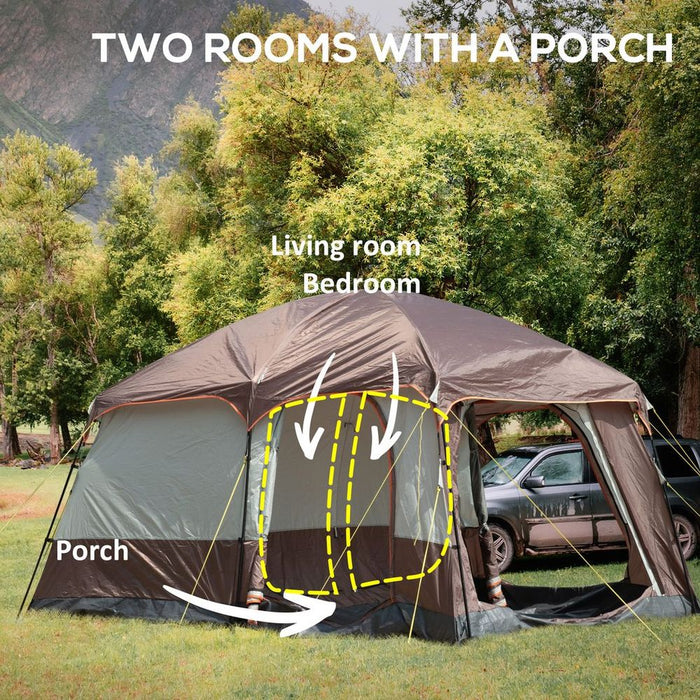 Outsunny 3-4 Man Two Room Camping Tent: Vestibule, Portable Carry Bag