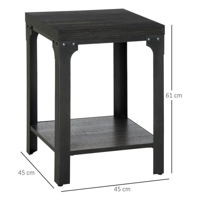 High-Quality Two-Piece Industrial Side Tables: 2-Tier, Storage, Versatile, Elegant