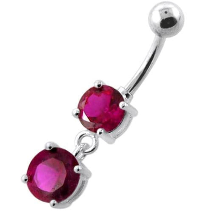 Round Jeweled Hanging Navel Belly Bar