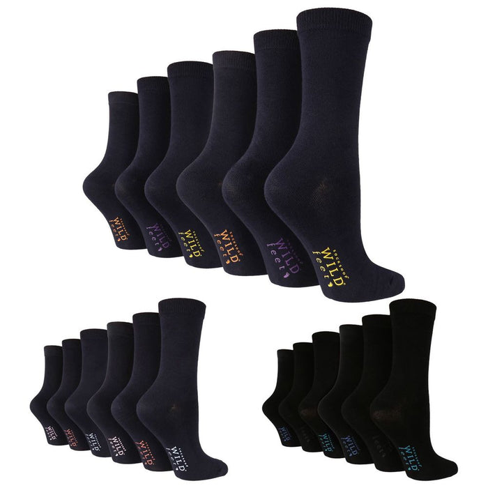 Wildfeet - Ladies 6 Pair Value Pack Bamboo Socks with Foot Patterns