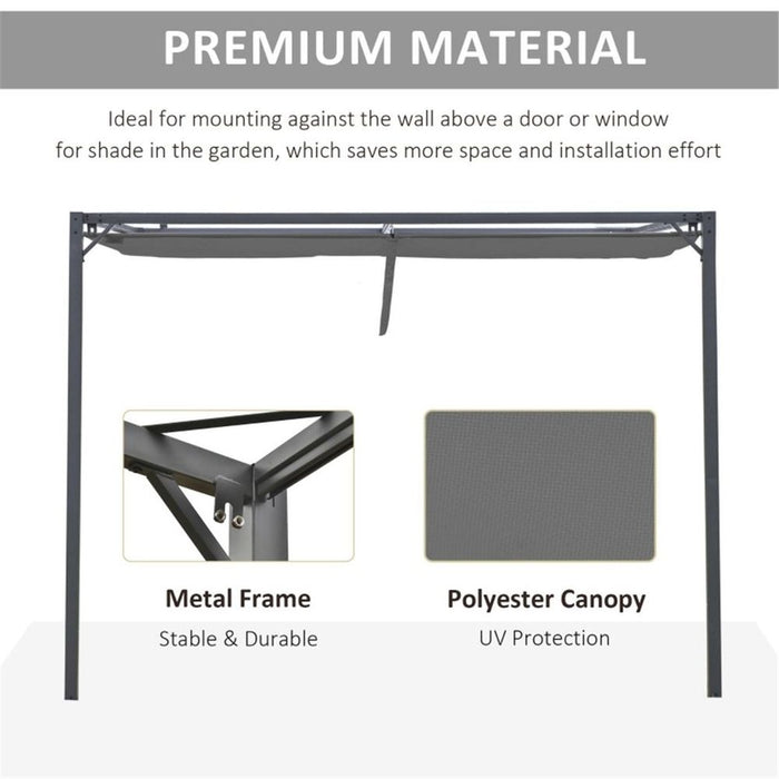 Pergola Retractable Canopy | Metal Frame | Grey 294L x 294W x 226H cm