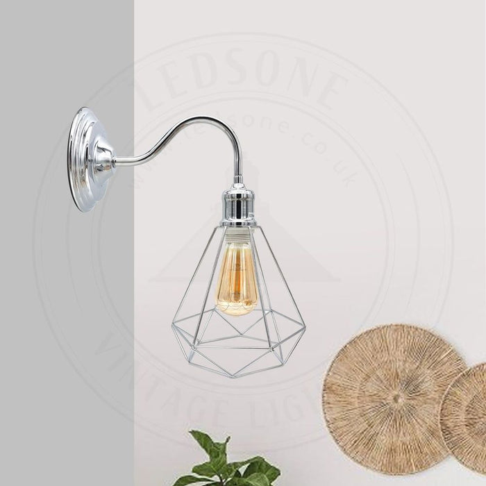 Modern Industrial Wall Sconce Light - Chrome Wall Lamp with E27 Fitting