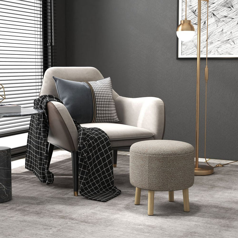 HOMCOM Storage Ottoman, Round Stool Chair with Cushioned Top, Hidden Space