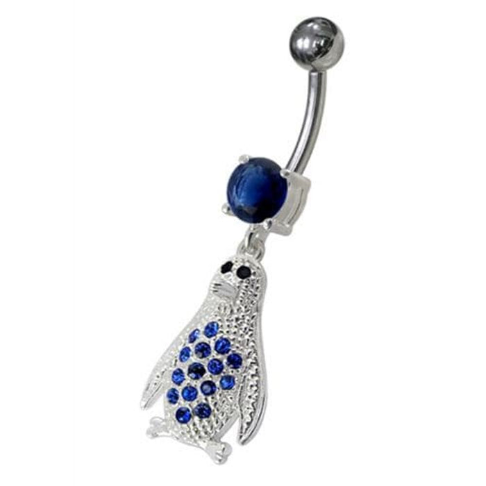 Jeweled Penguin Dangling Belly Ring