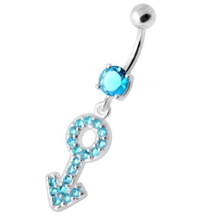 Gender Male symbol Silver Belly Ring