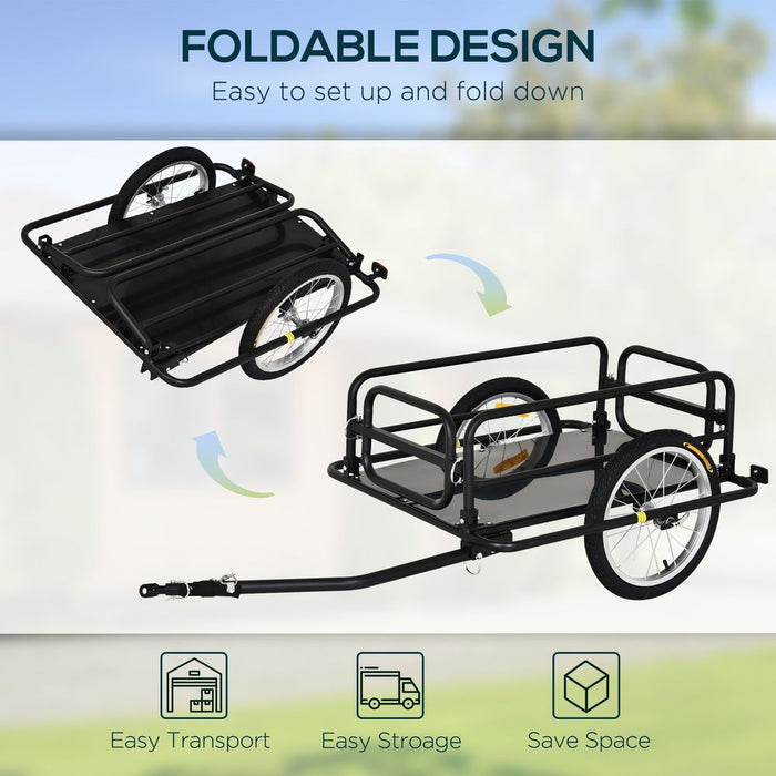 Folding Bike Cargo Trailer Extra Storage Carrier-Black