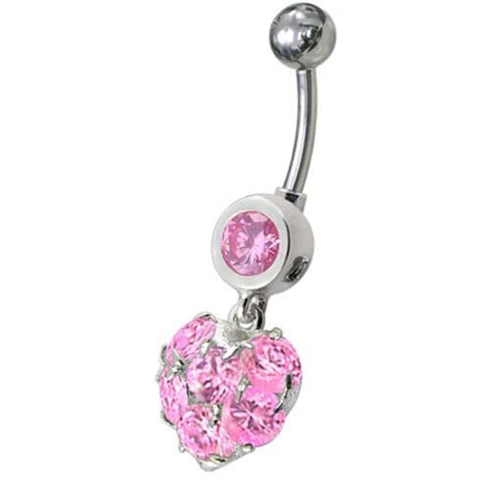 Fancy  Heart Dangling Belly Ring