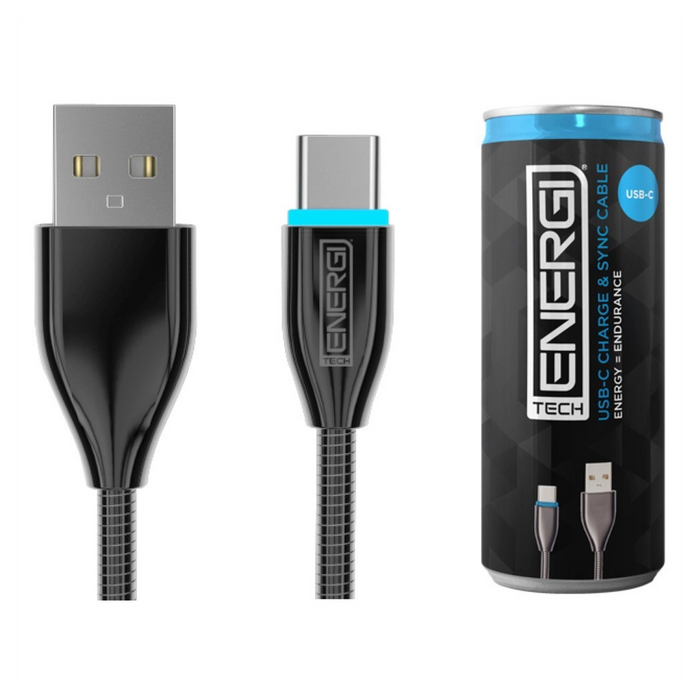 Tech Energi USB-C Cable - 1.2M - Black | Lifetime Warranty | Fast Charge & Sync | Durable Construction