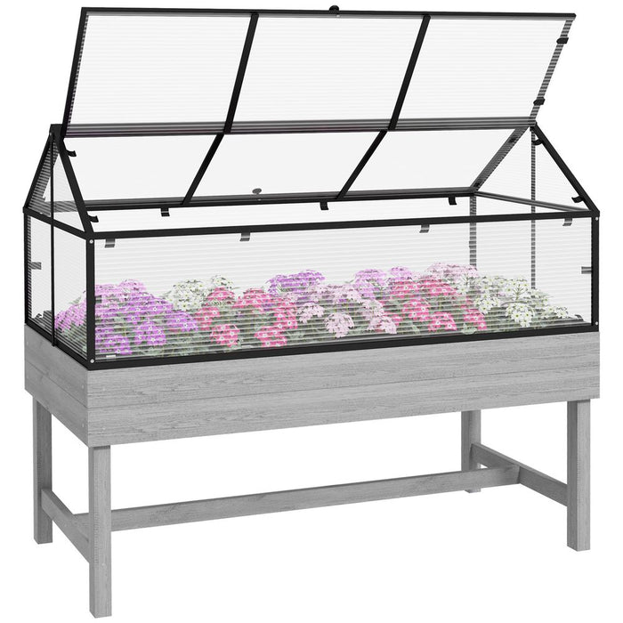 Outsunny Raised Garden Bed w/ Polycarbonate Panel & Top Vent for Vegetables | Professional Quality