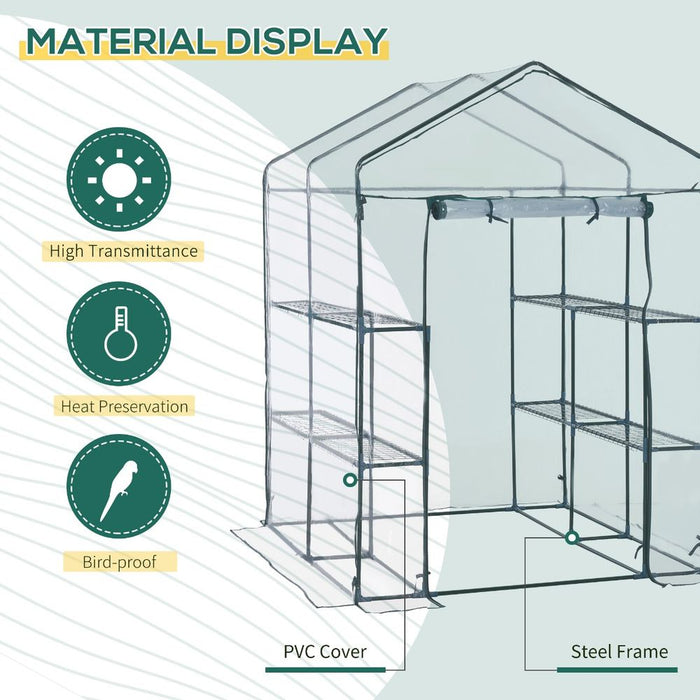 Sturdy Steel Frame Greenhouse | 2 Shelves | Perfect for Flowers, Plants, & Vegetables