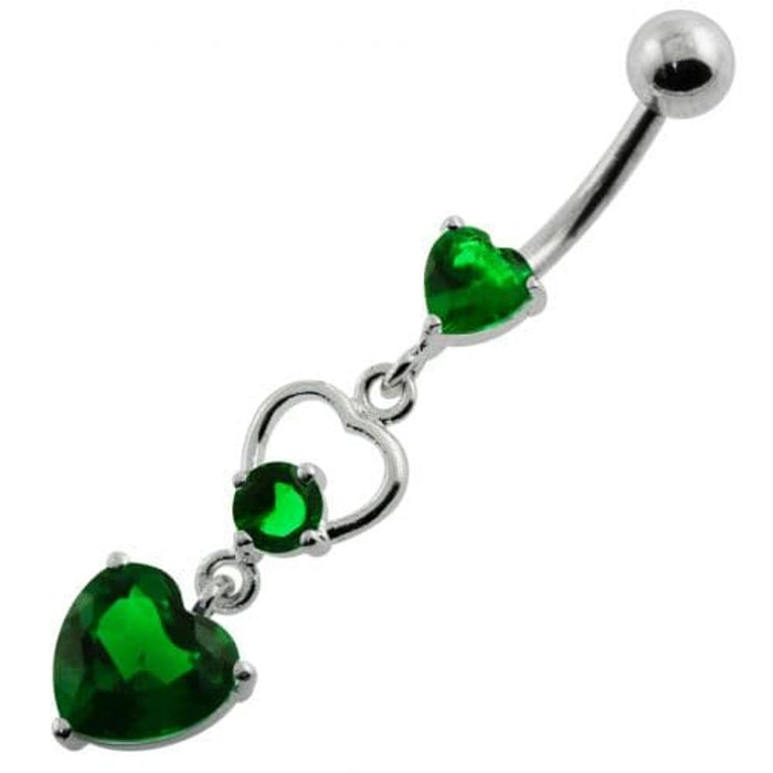 Jeweled Heart Cutout Navel Belly Piercing