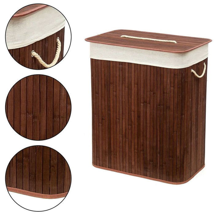 Bamboo Laundry Basket-Brown w/ Divider