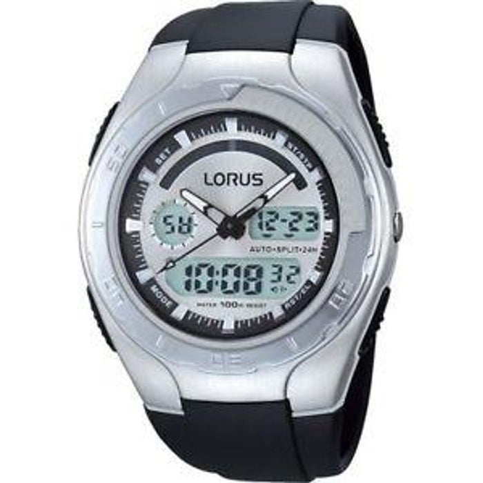 Lorus Mens Dual Time Black Strap Watch - R2389GX9