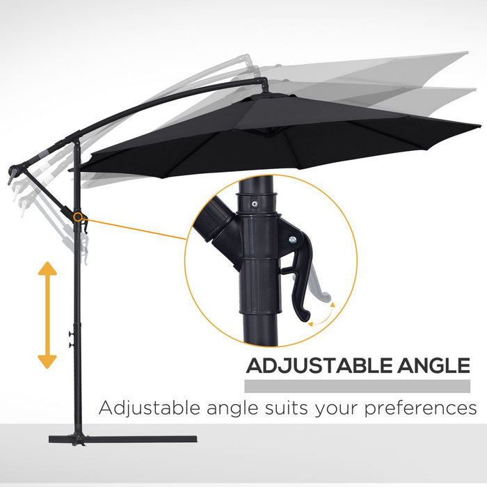 Outsunny 3m Cantilever Garden Parasol with Crank & Base - Extend Patio Time with Style