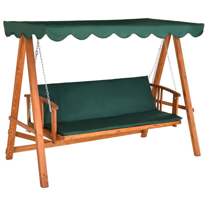 3 Seater Wooden Garden Swing Chair Outdoor Hammock Bench Lounger Bed Wood