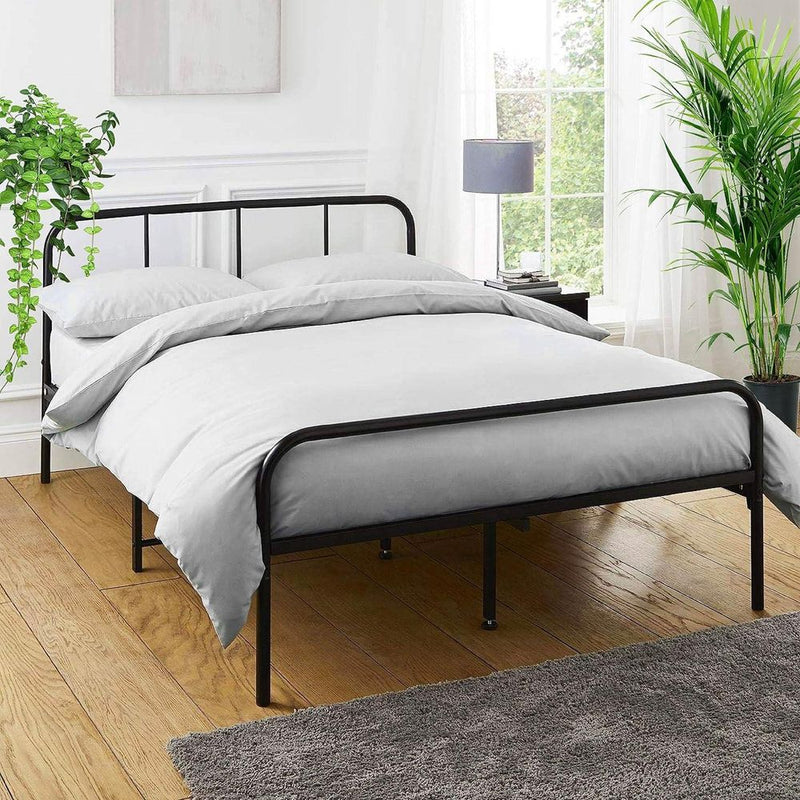 Premium Quality Double Metal Bed Frame - Strong, Stylish, and Space-Saving - Black Finish - Easy Assembly