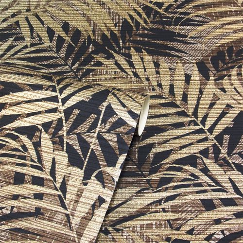 Textured Palm Gold/Chocolate sw12 wallpaper