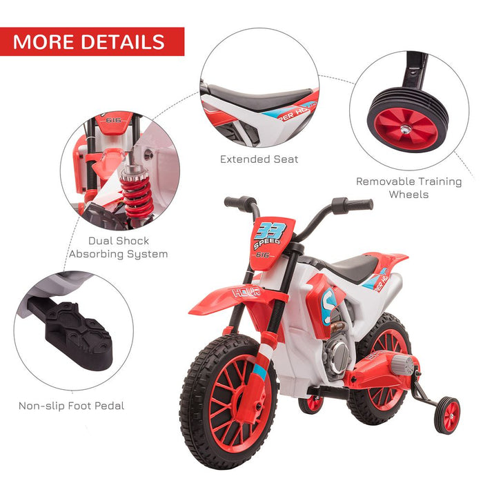 Premium Electric Ride-On Motorbike for Kids | Training Wheels | Ages 3-5 | Red