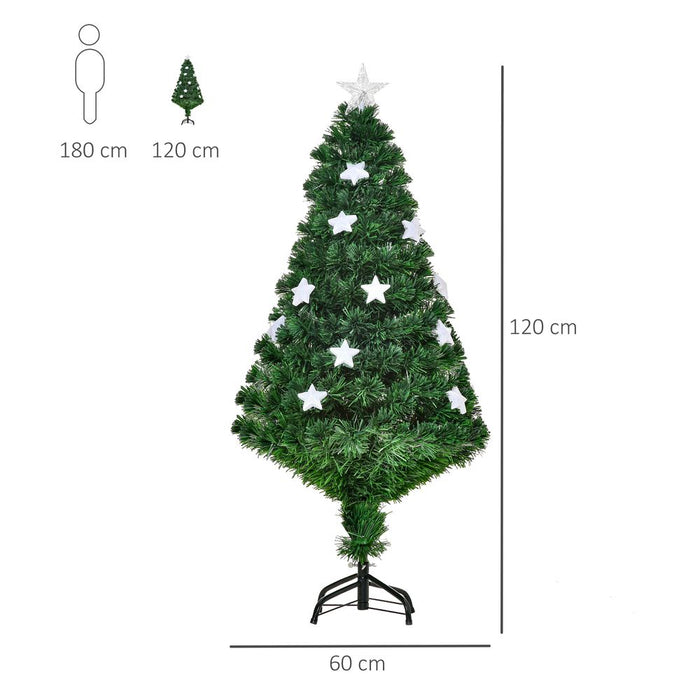 4FT Prelit Artificial Christmas Tree Fibre Star Xmas LED Light Indoor Green