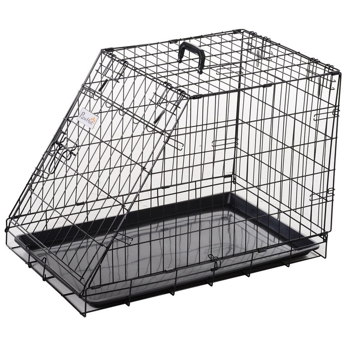 Pawhut Trapeze Collapsible Dog Pet Travel Box Cage Removable Tray 77 x 47 x 55cm