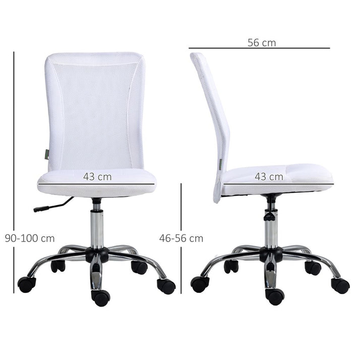 Premium Vinsetto Mesh Office Chair - Adjustable Height, Armless, Breathable Back, White