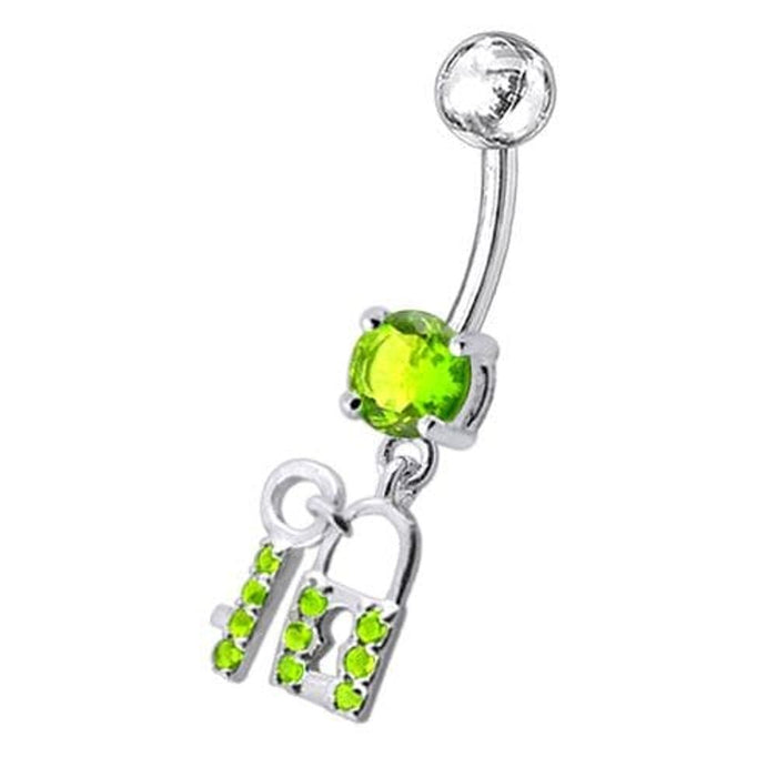 Fancy Jewelled "Lock & Key" Dangling Belly Ring