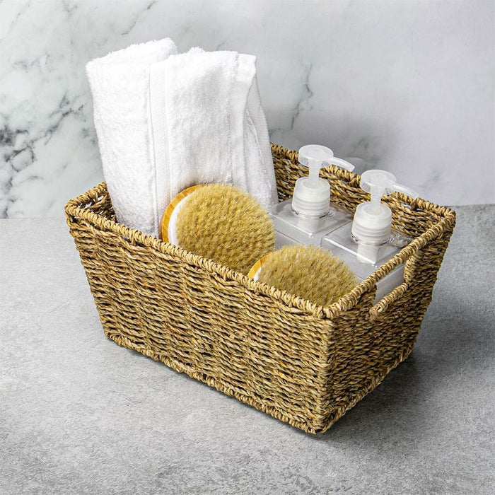 Organic Seagrass Storage Basket - Set of 2 | High-Quality, Stylish and Functional Home Organization Solution