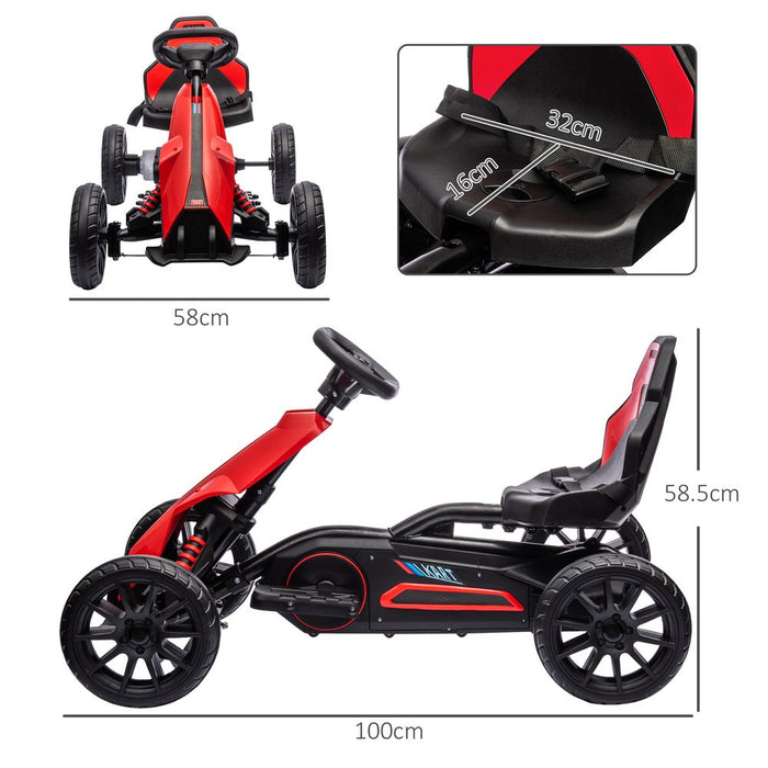 HOMCOM Electric Go Kart | 12V | 3-8 Yrs | Forward/Reverse | 2 Speeds | Red