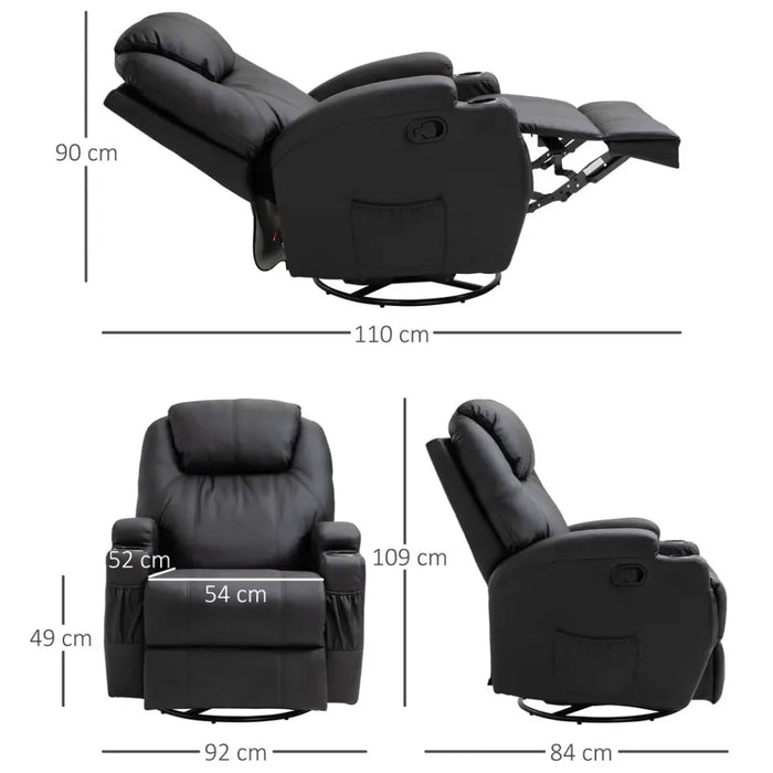 Faux Leather Electric 8-Point Vibration Massage Recliner Sofa Chair with Remote