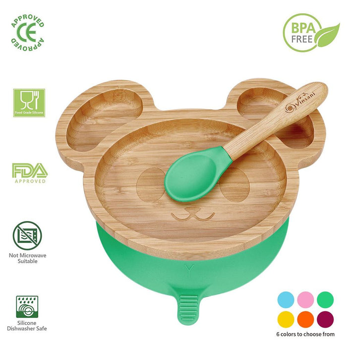 VINSANI MOUSE BAMBOO PLATE & SPOON SET