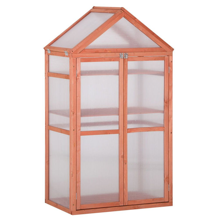 Outsunny Polycarbonate Cold Frame Greenhouse - Grow House for Flower Vegetables - Reliable Wood Frame - Max Light Transmission